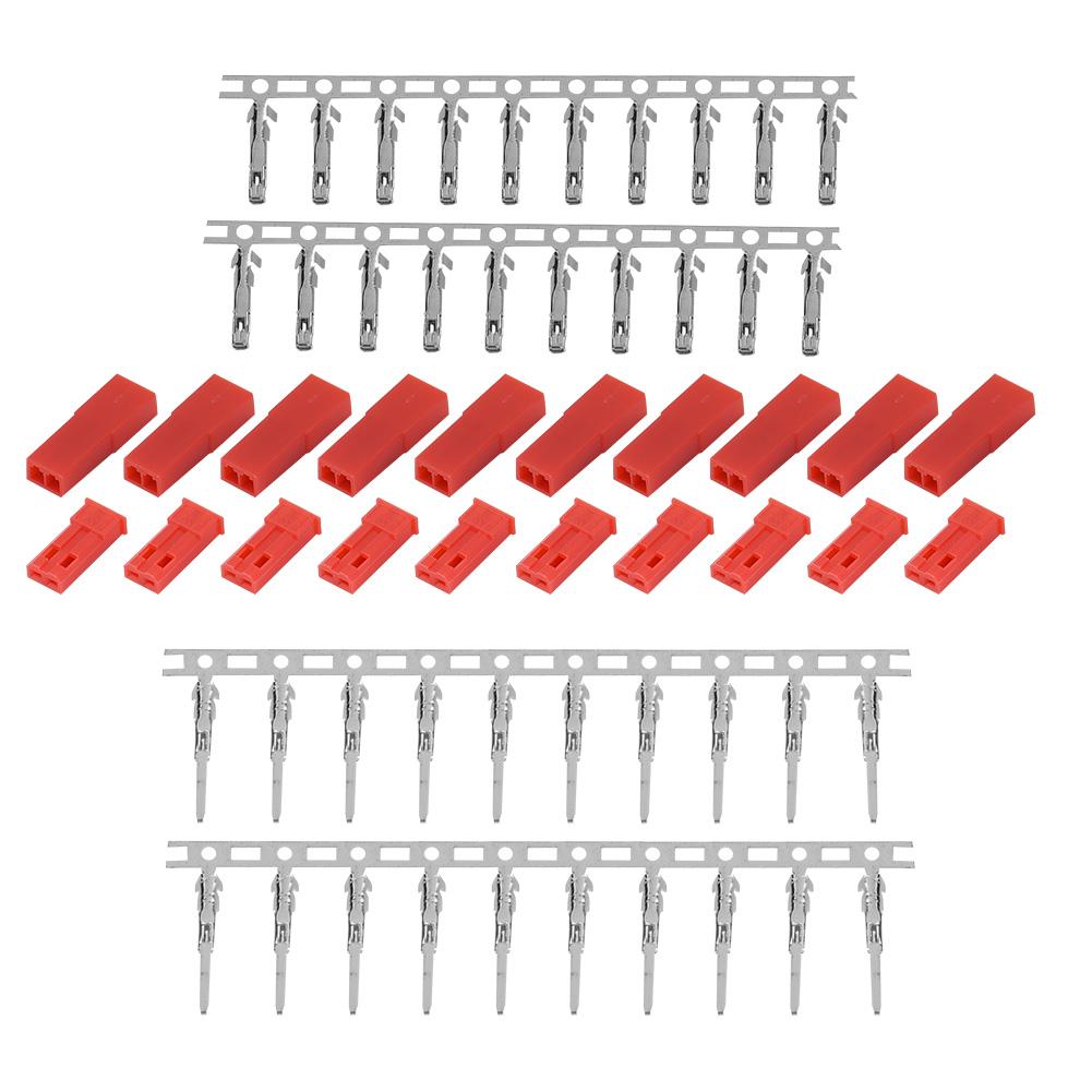 JST Female and Male Plug Battery Red Color Housing & Connector Pin Set (10 Pairs)