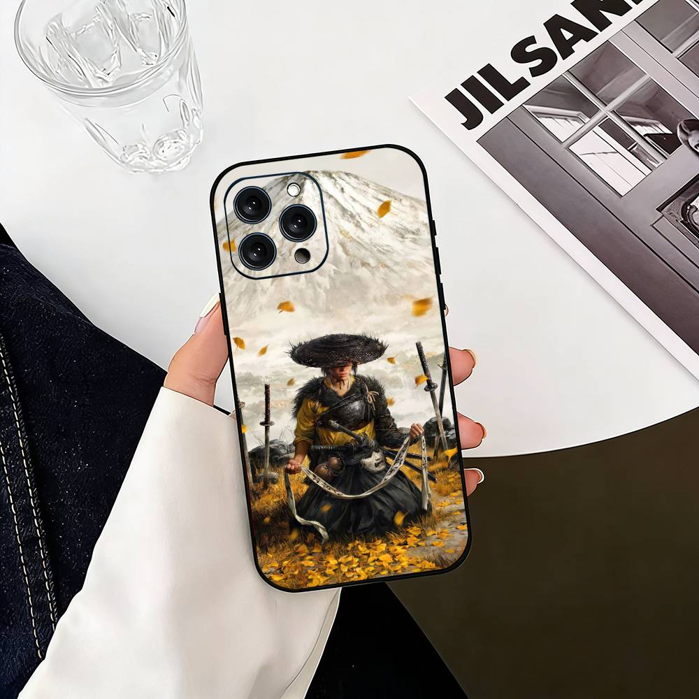 G-Ghost Of Yotei Game Phone Case For iPhone 17,16,15,14,13,12,11 Plus,Pro Max,XS,Soft Silicone Black Cover