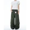 Madwitch American Retro Loose Straight-Leg Multi-Pocket Cargo Pants for Men and Women Vintage Washed Pants