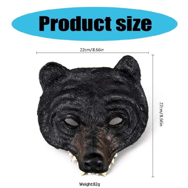 Multipurpose Bear Costume Mask for Kids and Adults Animal Head Half Face Mask for Halloween Animal Cosplay Accessory