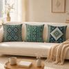 Blue Green Striped Diamond Pattern Pillow Case Breathable Organic Short Plush Cushion Covers WrinkleResistant Soft Durable