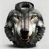 Men's Wolf Hoodie Jacket Sweatshirt Fantasy All Over Print Long Sleeve Zip Streetwear