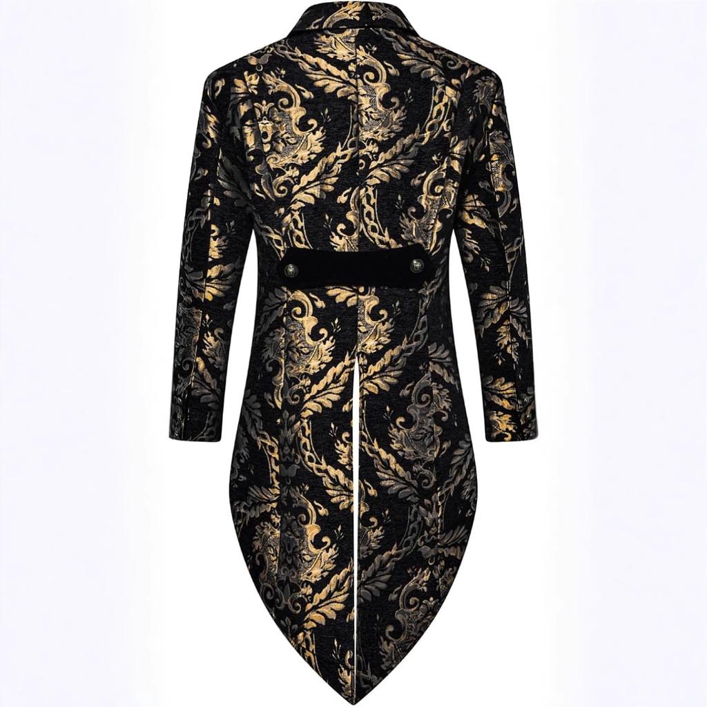 Adult Men Victorian Coat Costume Black Tuxedo Halloween Cosplay Costume Tailcoat Gothic Steampunk Trench Frock Outfit Overcoat