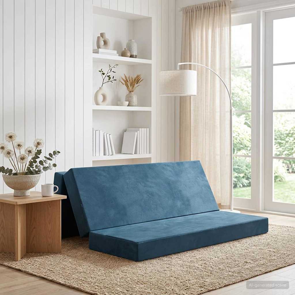 Folding Sofa Bed 180 x 67 x 45 cm Blue