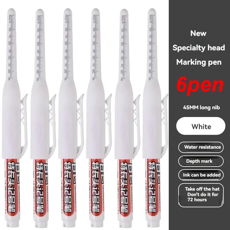 45mm Tip Waterproof Long Head Marker Pen set Quick-Dry Ink for Woodworking Construction Deep Hole Non-Toxic Black Red Blue White