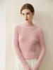 Elegant Slim Fit Women's Pure Cashmere Sweater - 2026 Autumn/Winter Half-High Neck Ribbed Base Layer