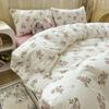 Washed Cotton 4Pcs Dormitory Small Fresh Naked Sleeping 3Pcs Double-Layer Yarn Bed Sheet Quilt Cover