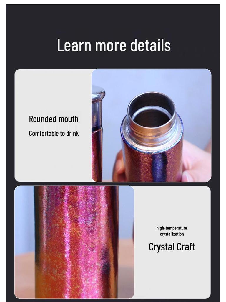Vibrant Titanium Mini Thermos Cup - Portable, Stylish Travel Essential
