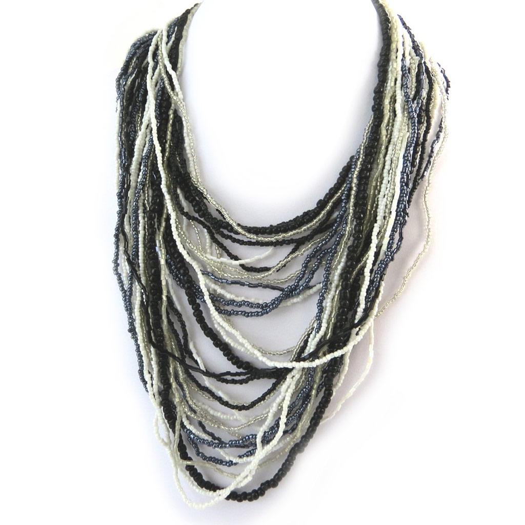 Les Trésors De Lily [N4615] - Náhrdelník 'Kilimanjaro' černobílý