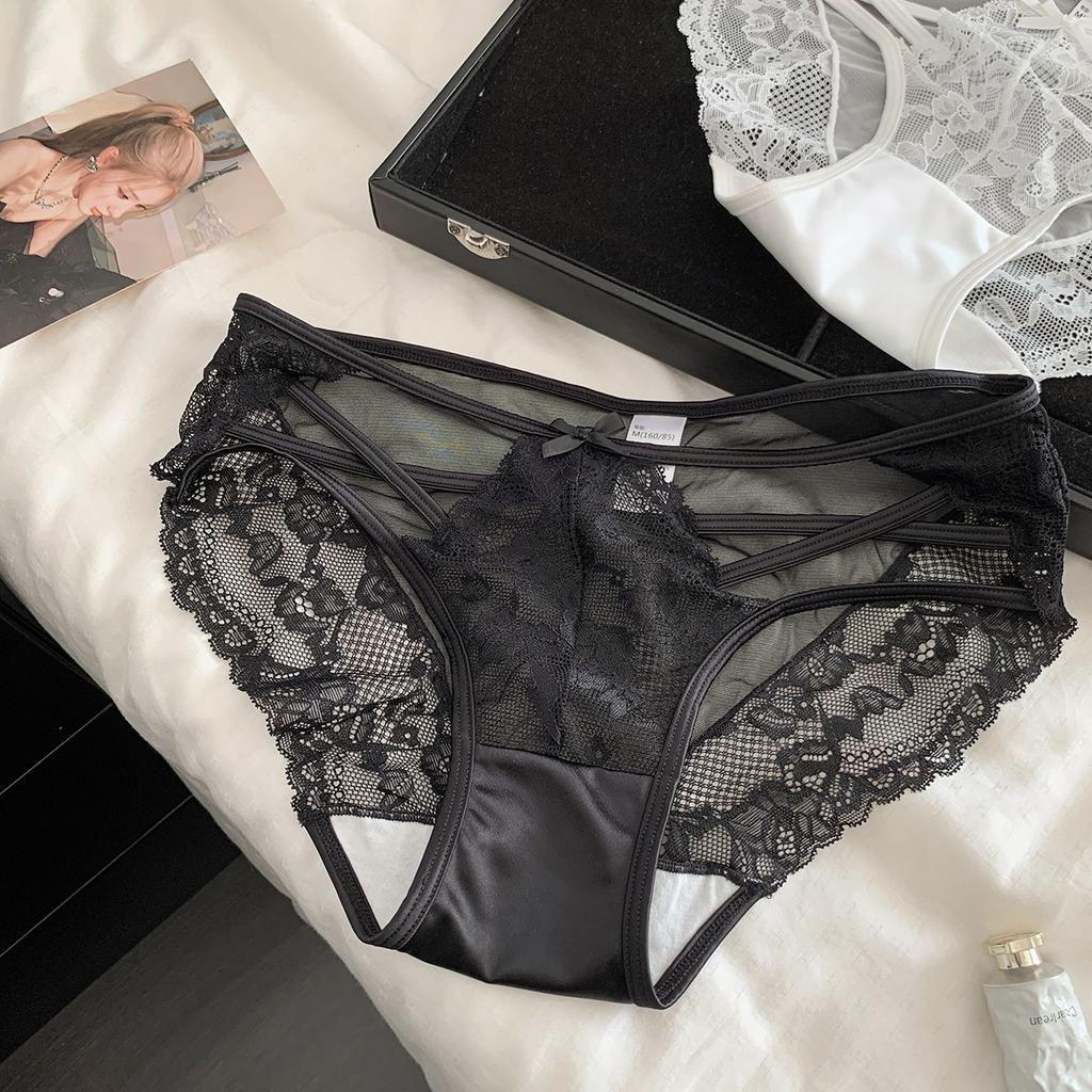 Ladies Summer Sexy Lace Hollow Net Yarn Low Waist Breathable Briefs