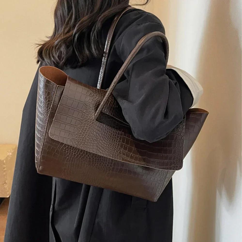 Luxuriöse Damenhandtasche mit Krokodilmuster, kurzer Henkel, Umhängetasche, 2025 neue Designertasche, große Kapazität, Reisetasche, trendige Tote