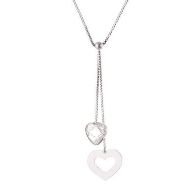 Necklace - Liah - 925 Rhodium-Plated Sterling Silver - Heart - Zirconium Oxide - 42 Cm