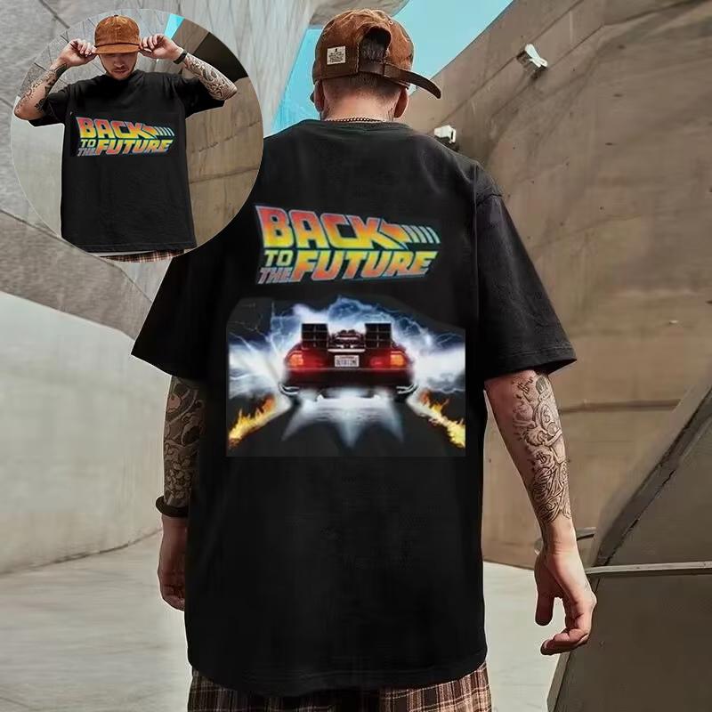 25-26 Summer Back To The Future T-Shirt Graphic Printing Men's Women's Fashion Hip Hop Streetwear Short Sleeve Plus Size Unisex