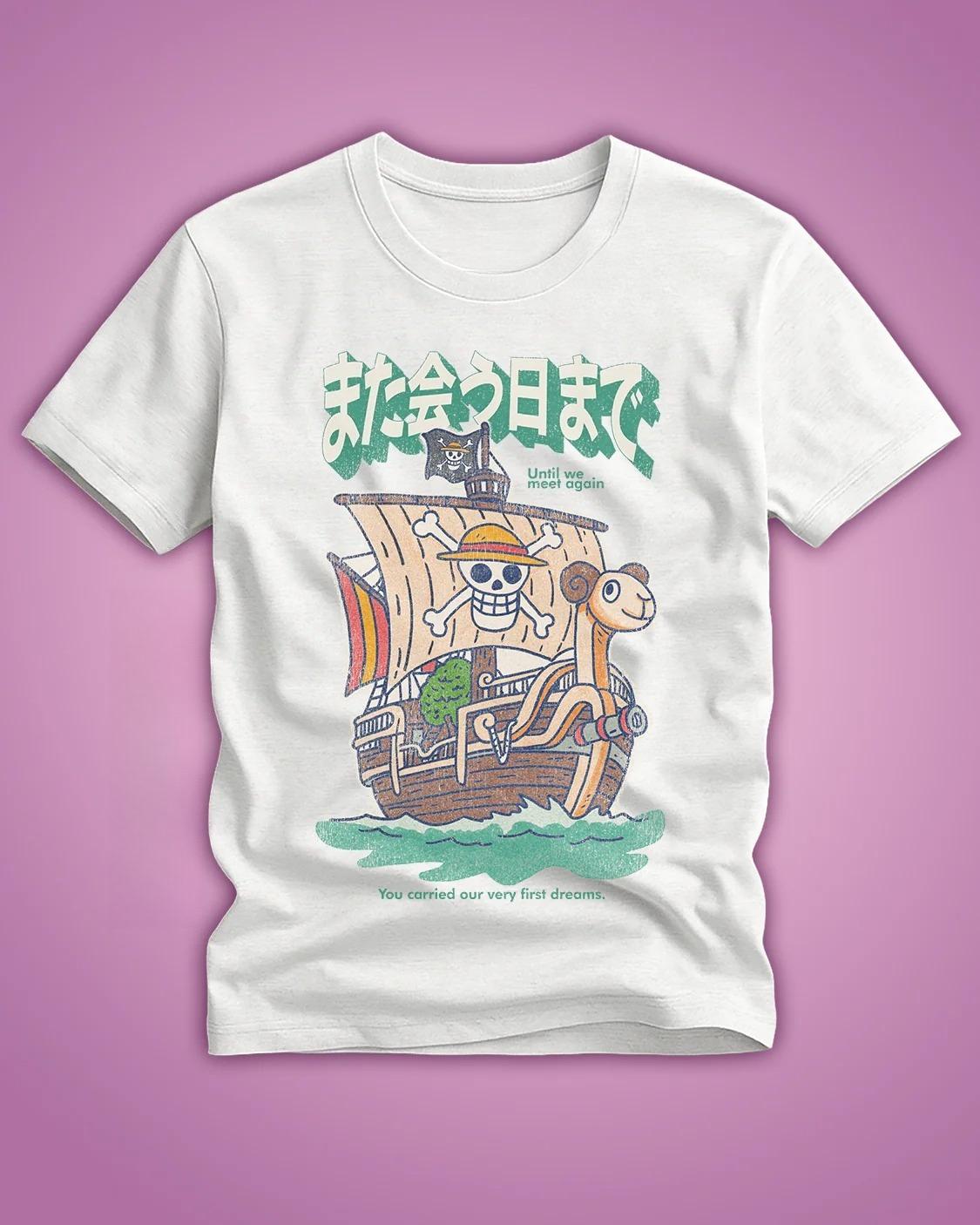 

2026 Summer One Piece Anime Going Merry Printed Loose Shortsleeved Pure Cotton Childrens Tshirt Tide Unisex Casual Y2k Loose S