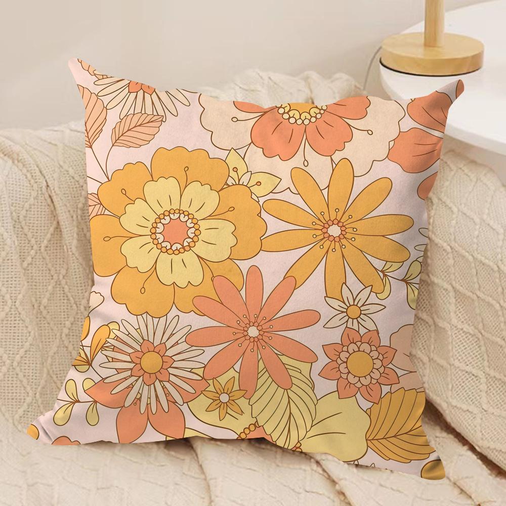 Retro Floral Cushion Cover Soft Plush Fabric DoubleSided Printed Cushion Covers for All Seasons Home Decor