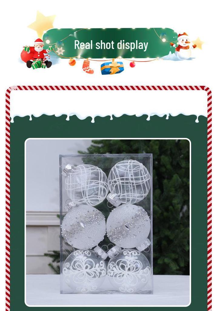 8CM Transparent Christmas Ball Set - New Style Christmas Tree Ornaments & Scene Decorations