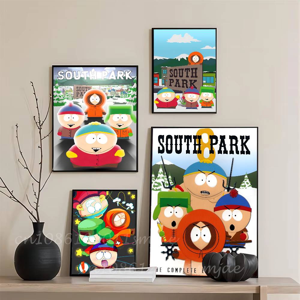 1pc Anime P-Parks Souths Poster Sticker Print Waterproof Wall Art For Living Room Bedroom Home Decor