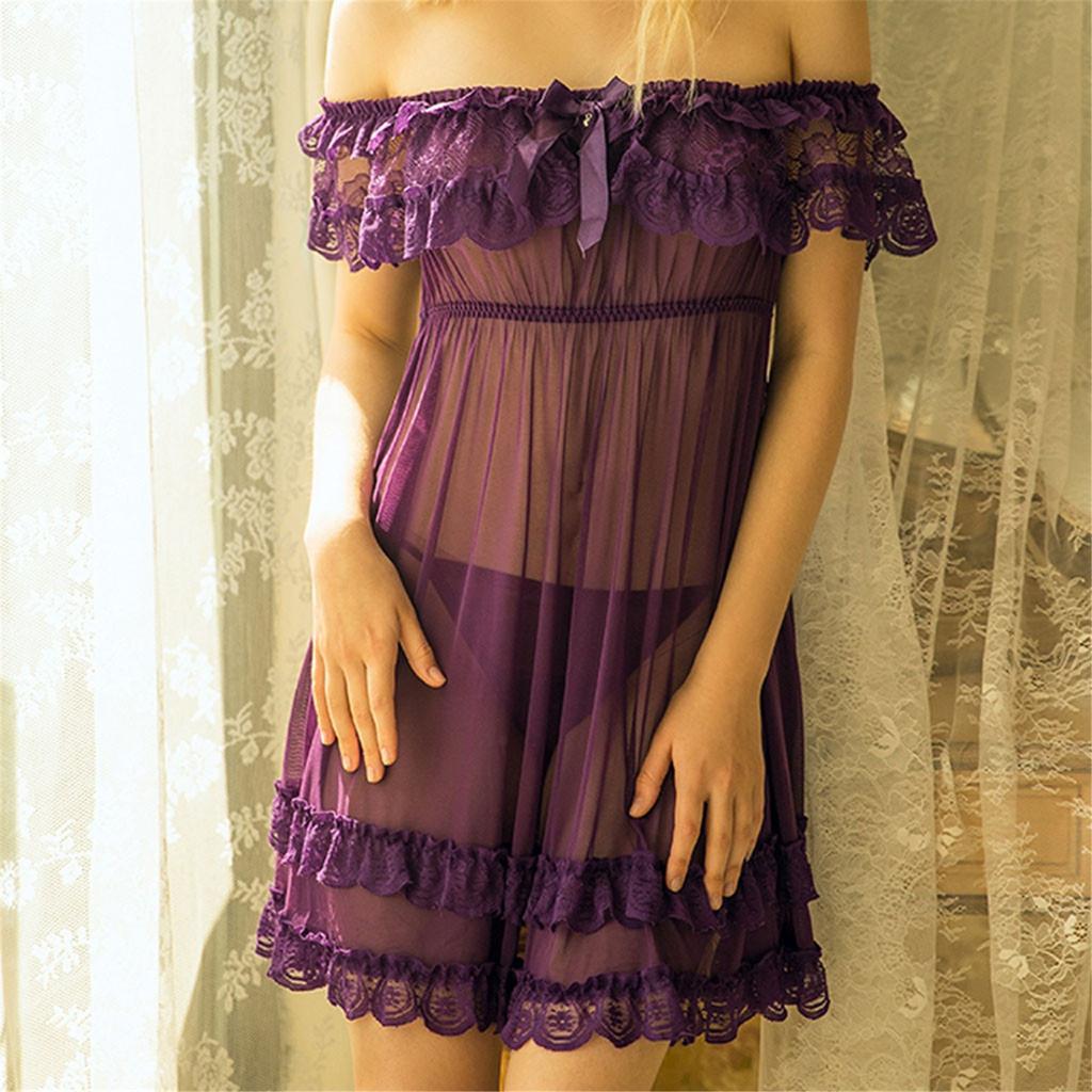 Women's Short Sleeve Lace Satin Vintage Nightdress Pajamas Nightwear Sleepwear