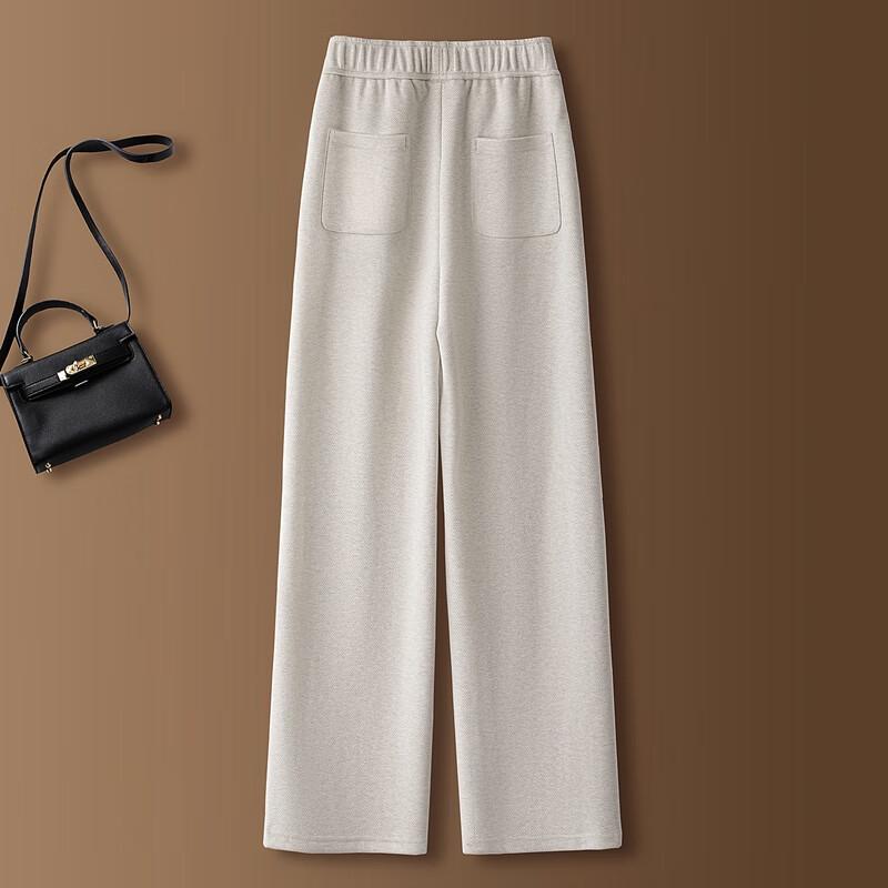 Women's Wool Blend Acetate Drawstring Relaxed Casual Pants