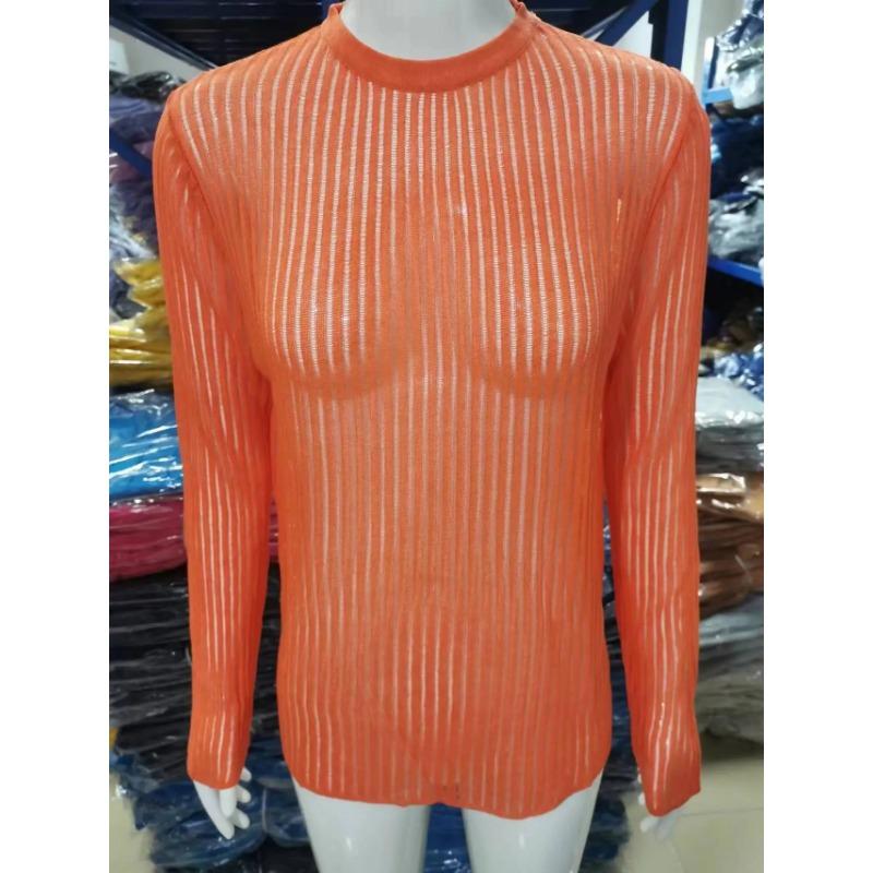 Women O-Neck Long Sleeve Knitted Pullover Sweaters Spring Female Breathable Loose Knitwear T-shirt Tops