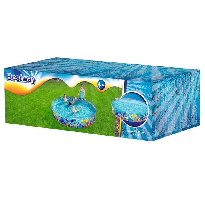 Piscine - BESTWAY - Fill'N Fun Odyssey - D 244 Cm - H 46 Cm - Forme Ronde - Poissons Corail