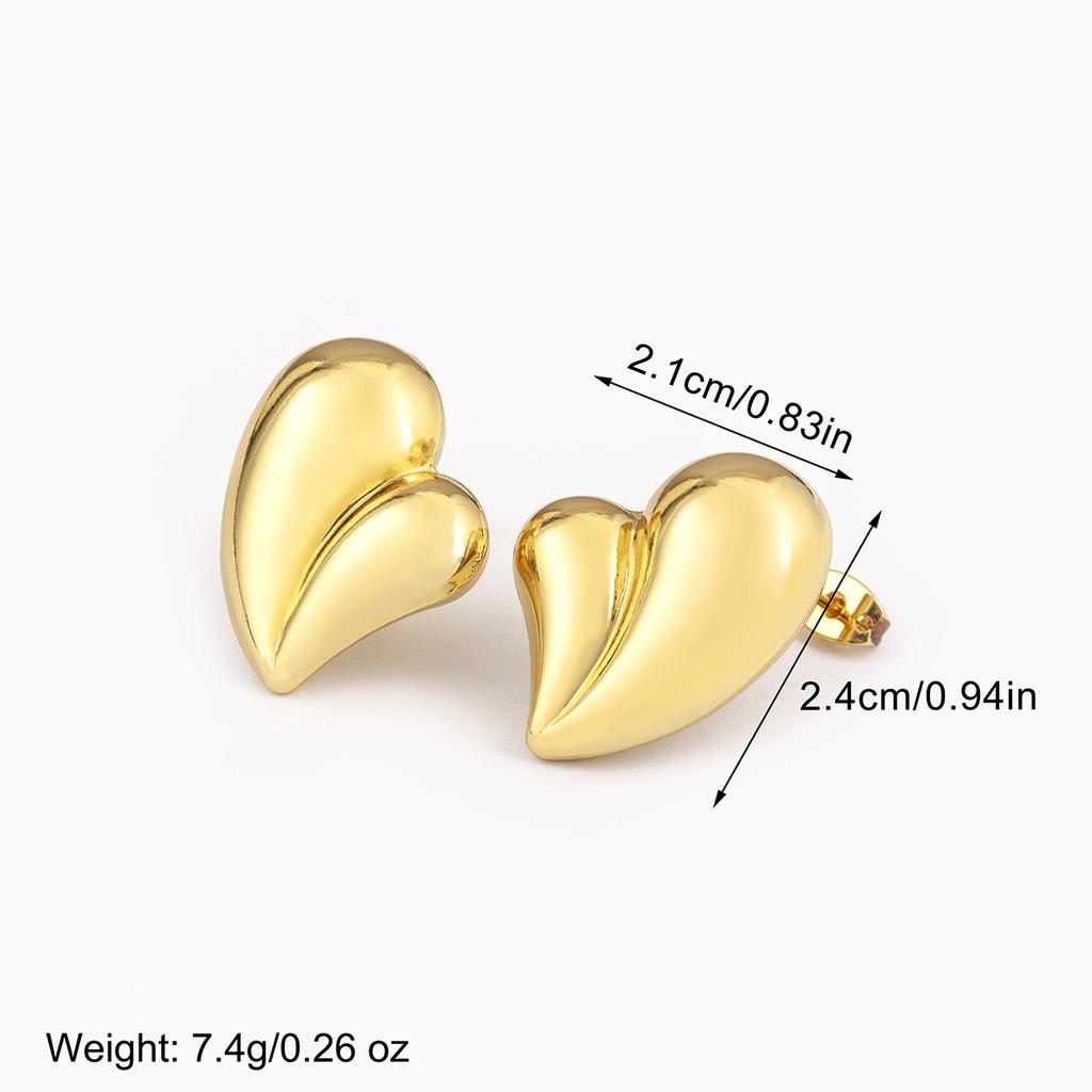 Nidin Classic New Design Love Heart Shape Copper Stud Earrings For Women Female Creative Trendy Ear Jewelry Wedding Party Gifts