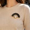 Faux Pearl Fan Accessory Rhinestone Brooch, Women Girls Chinese Lapel Fashion Brooch Pin, Decorative Badge Jewelry for Clothes Bag Hat Scarf