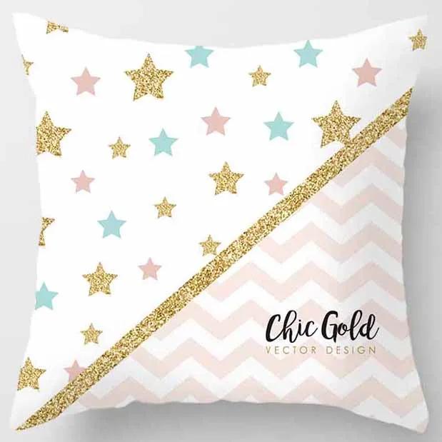 Yellow and Pink Pattern Square Pillowcase Home Decoration Cushion Cover