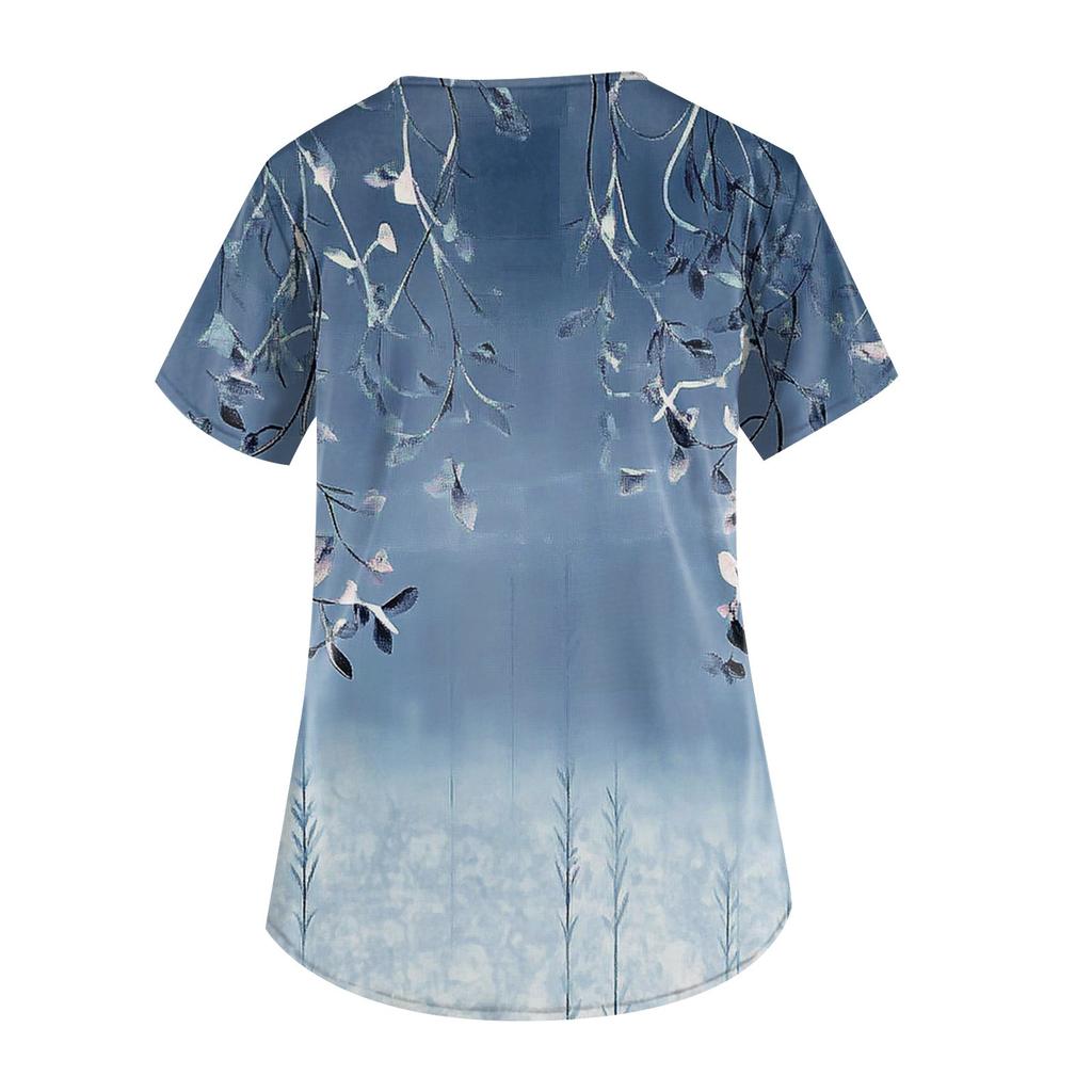 Women's V-neck Fashion Casual Printed Tops And Protective Workwear