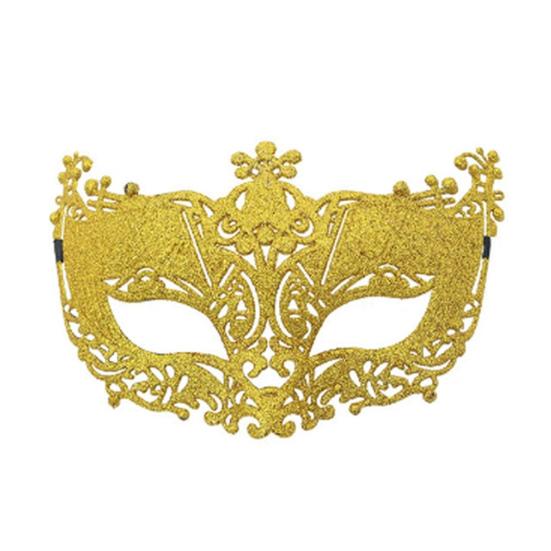 Masquerade Half Face Mask for Women Hollow Carving Glitter Party Mask Lightweight Comfortable Elastic Strap Halloween Costume Accessory