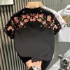 Sommermode Herren T-Shirt im chinesischen Stil Kurzarm Besticktes Hemd