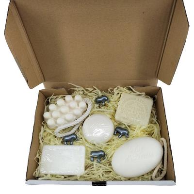 Geschenkbox Eselmilchseife 5 Seifen - 10 Badeperlen