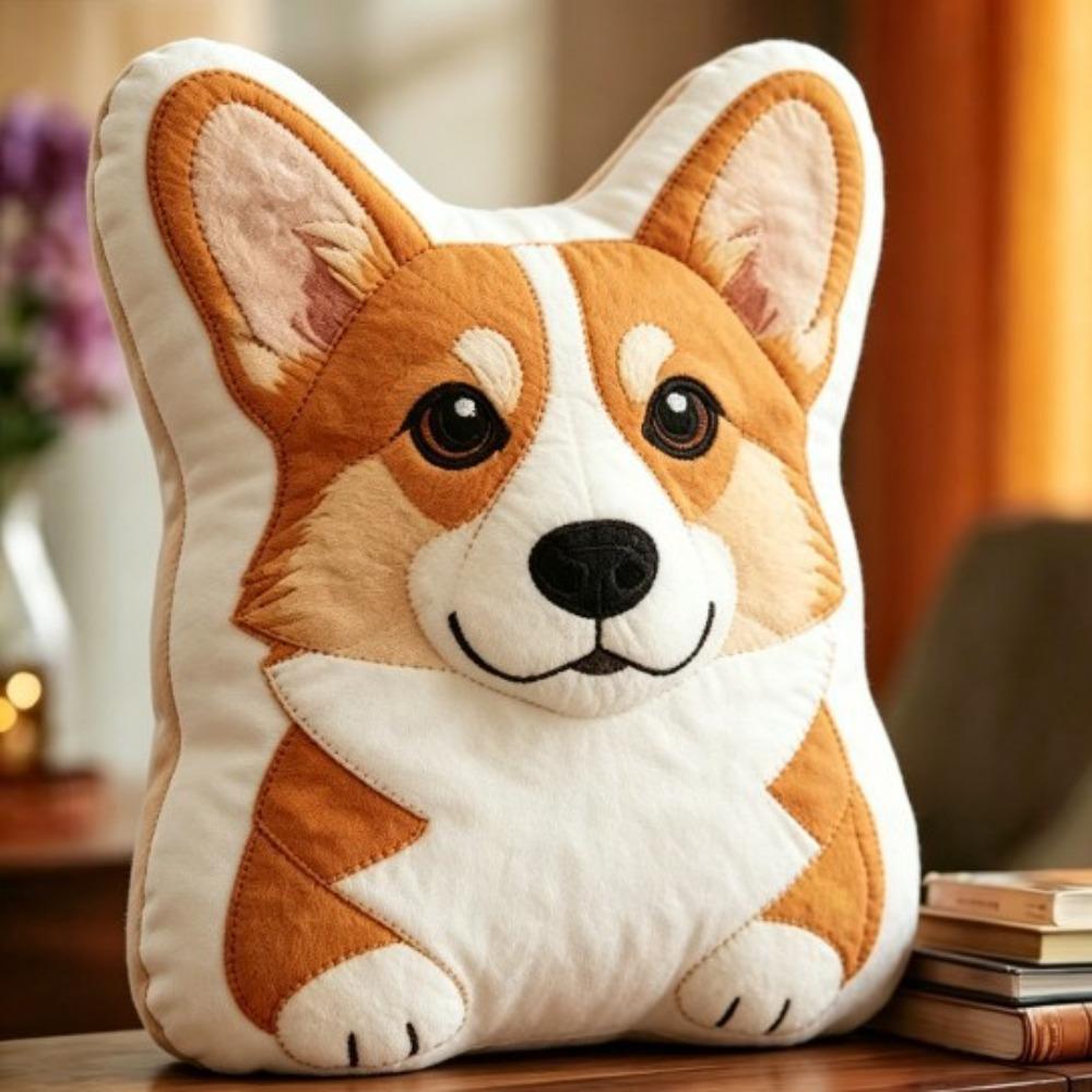 Hondvormig Kussen Dierlijk Plaid Kussen Zachte Pluche Stof PP Katoen Vulling Shiba Hond Kussen Vormgegeven Vorm white