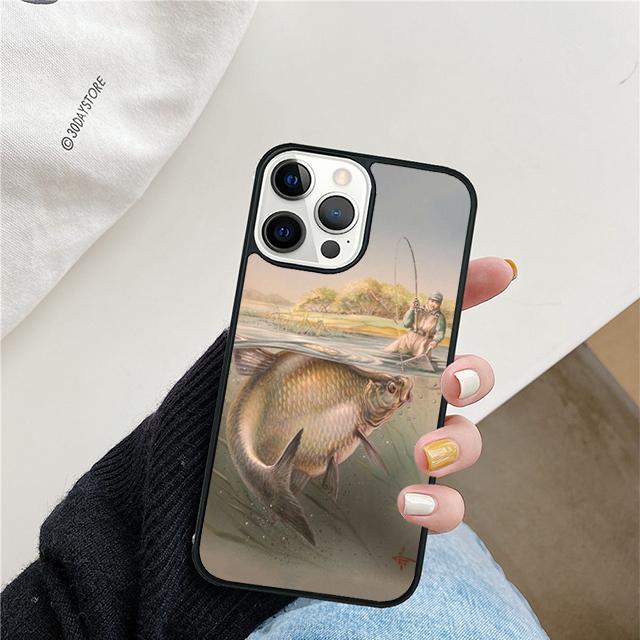 Fishing Painting Phone Case For iPhone 17 Air 15 16 Cover  11 13 14 Pro Max 12 Plus Max Fundas