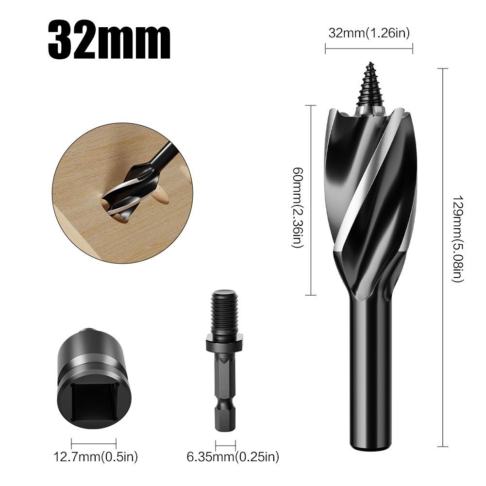 Hand Branch Drill, Hexagonal Shank Hole Opener, Four-slot Four-blade Woodworking Drill Set, Outdoor Manual Multi-purpose Drill