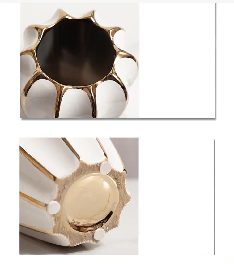 Luxury and High-end Gold Painted Ceramic Vase Flower Arrangement Simulation Living Room Decoration Home Decoration TV Cabin