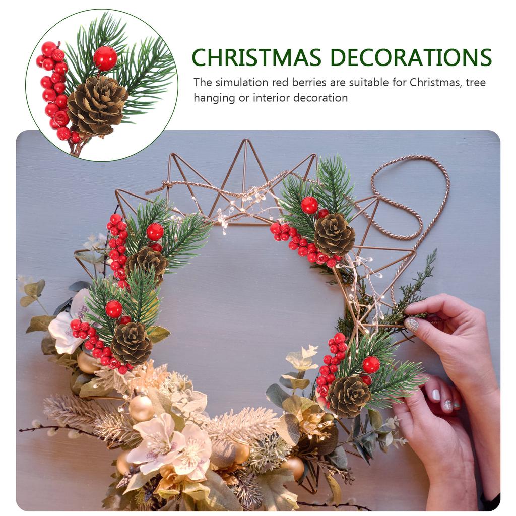 10 Pcs Artificial Green Pine Needles Decor Pinecone Picks Branches Decorations Christmas Stems Christmas Tree Ornament Presents
