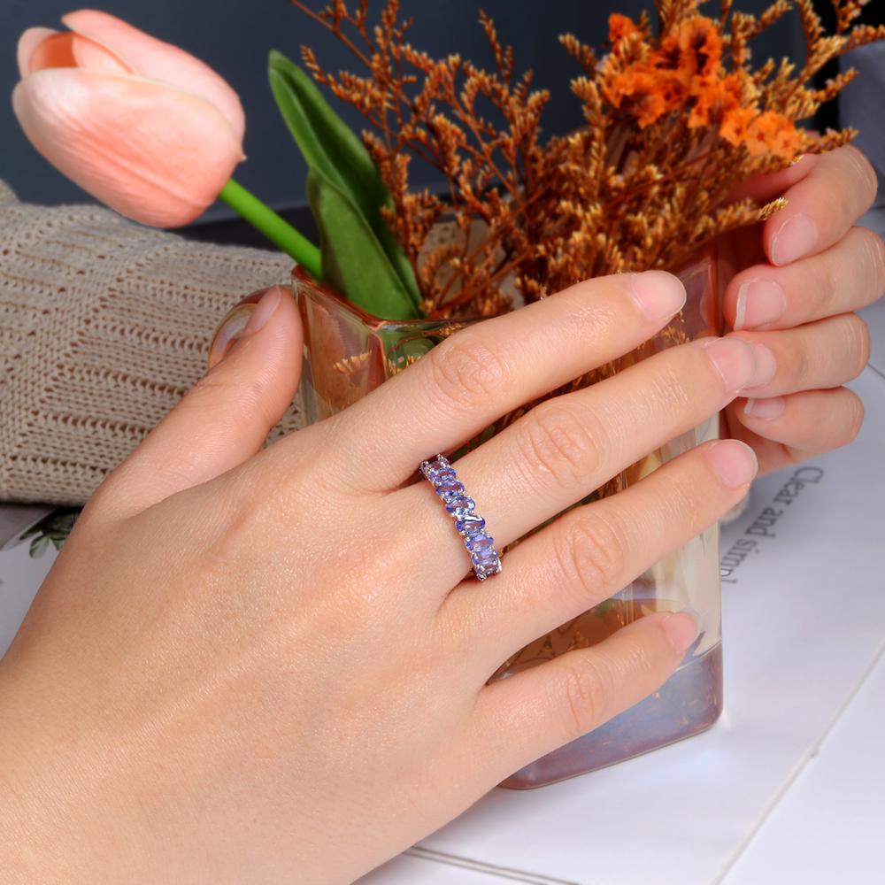 925 Sterling Silver Light Luxury Natural Tanzanite Gemstone Ring for Women Fine Jewelry Celebration & Party Engagement Gift