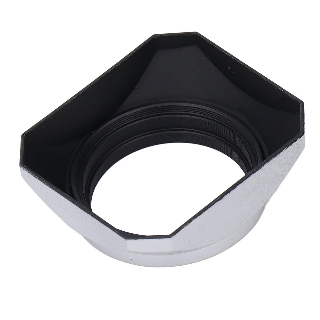 Lens Hood Square Retro 46mm Lens Hood Shade for Digital Camera Mirrorless Camera Silver