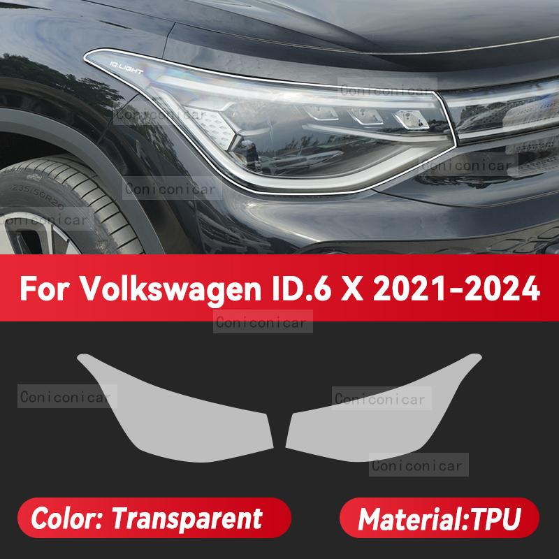 

For Volkswagen ID.6 X 2021-2024 Car Headlight Transparent TPU Protective Cover Film Front Light Tint Change Color Sticker Transparent