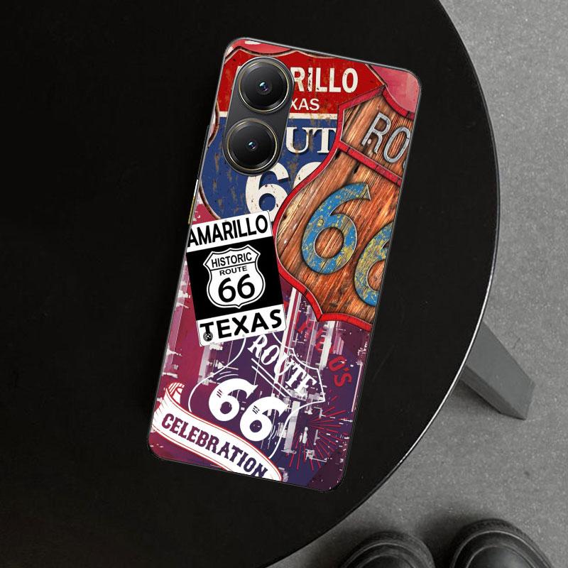 America Route 66 Phone Case Cover for Xiaomi Poco X6 X5 X7 Pro F7 Ultra Redmi 15C 15 13C 13 12C 12 10C 10 10A 9C 9A 9T 9 Coque P