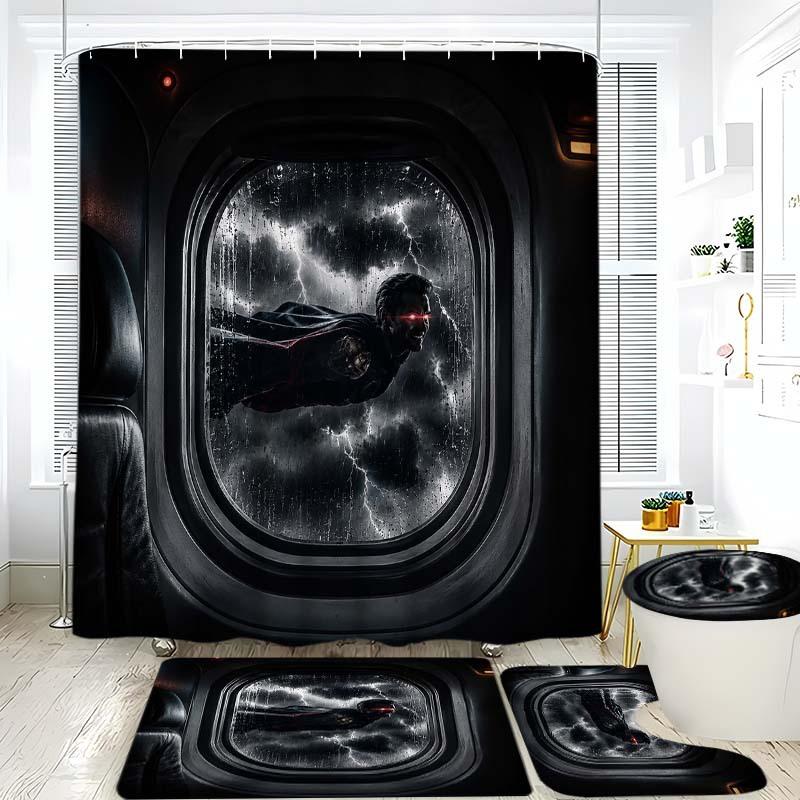 Halloween Pumpkin Ghost Skeleton Polyester Shower Curtain Bathroom Curtain Easy Install Durable Fade Resistant Customized Modern