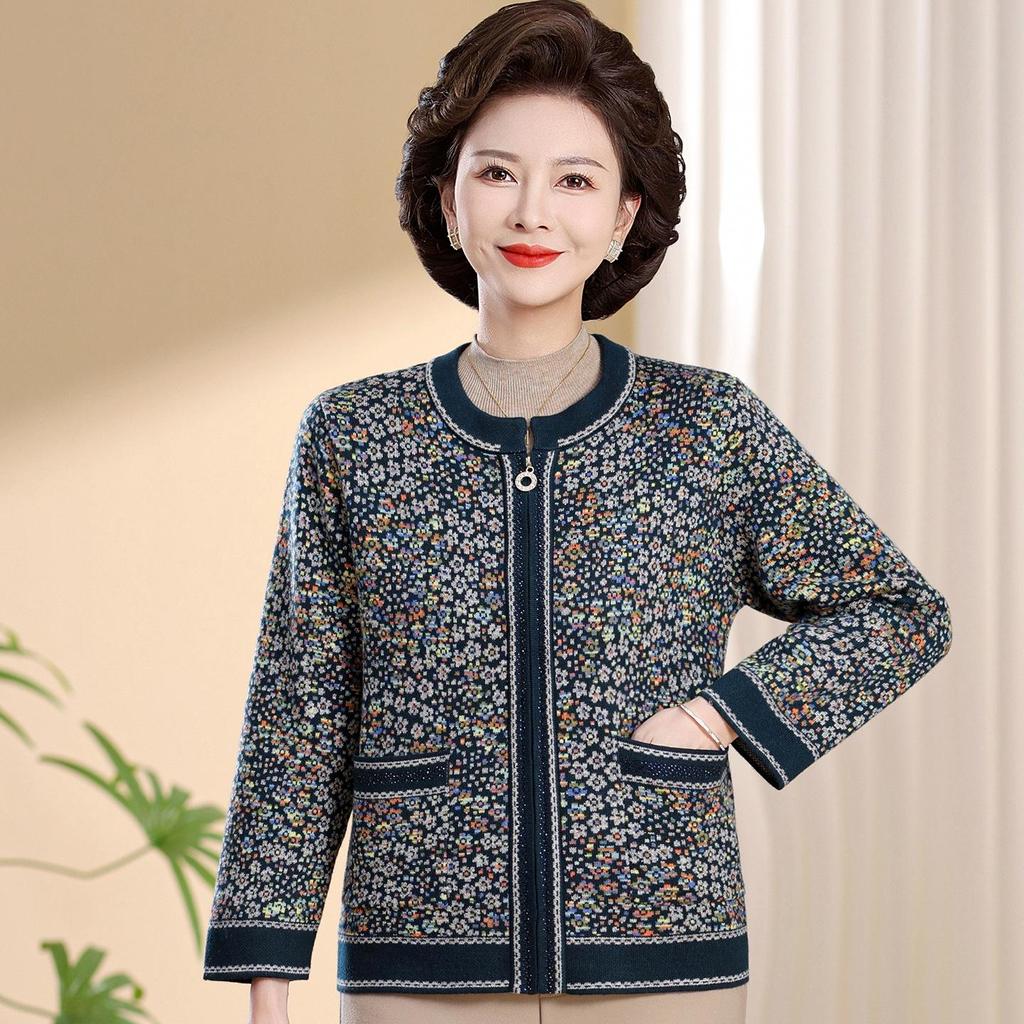 Women's Autumn Knit Cardigan for Middle-aged and Elderly 