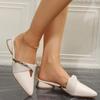 Fashion Sharp Pointed Sandals for Women 2025 New Summer Style Thick Heel Baotou Korean Version Low Heel Cool Slippers for Women