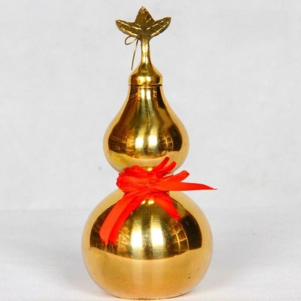 Smooth Copper Gourd Ornament 4/4.5 Inch Wealth Gourd Figurine Brass Gourd Statue  Fengshui
