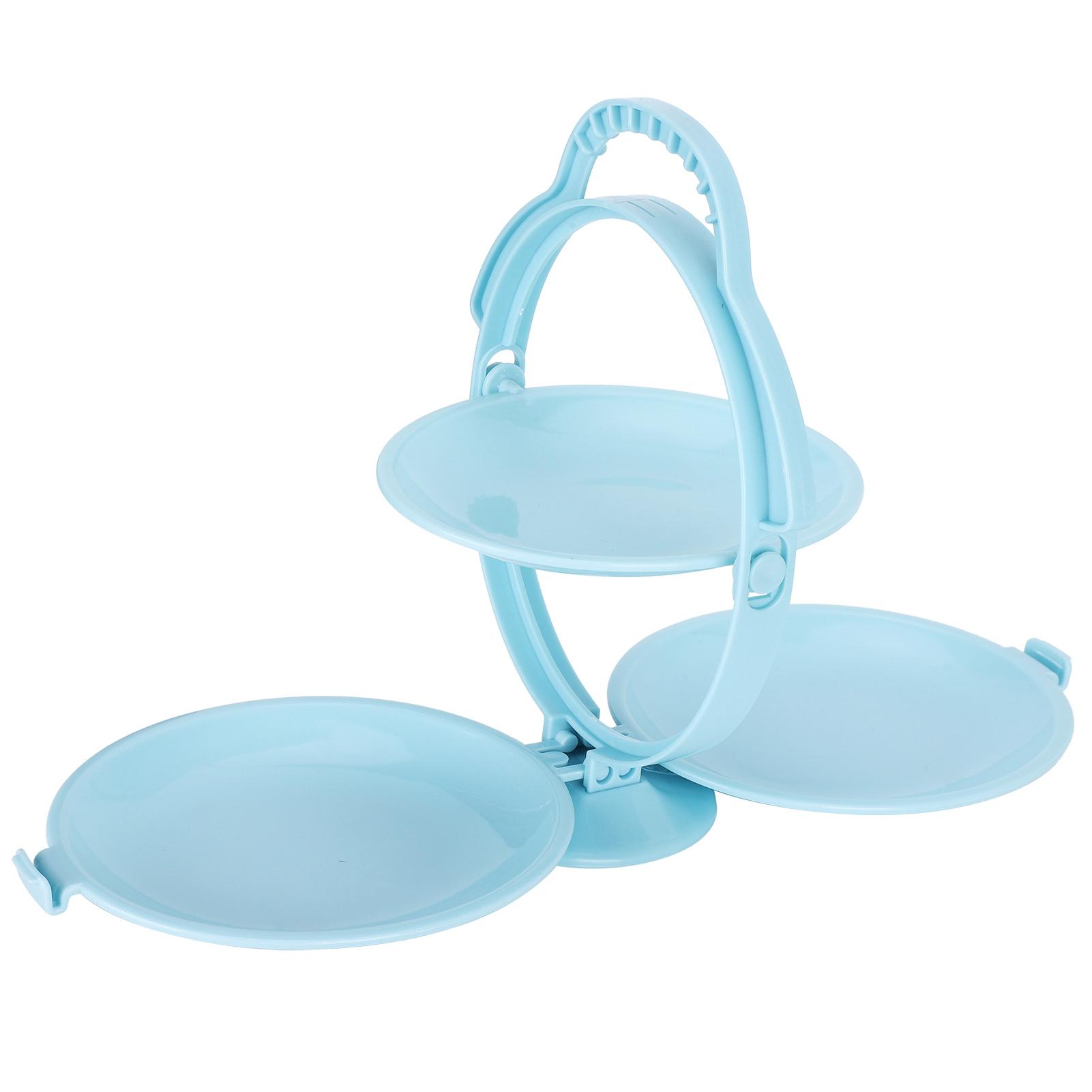 

Fruit Tray Portable MultiLayer Folding Plate Modern Living Room Table Fruit Storage Basket(Blue ) синий