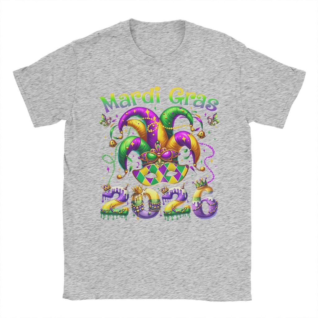 Vintage Happy Mardi Gras  TShirt Unisex O Neck Cotton T Shirt  Short Sleeve Tee Shirt Big Size Clothing