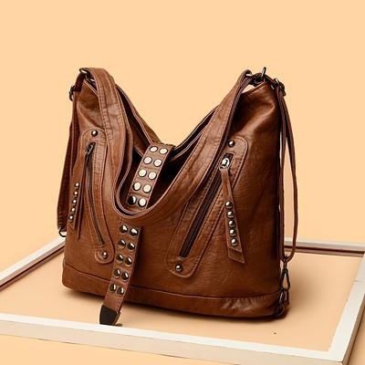 Elegante Borsa a Spalla Grande Capacità Elegante Borsa Messenger a Rivetti Monocromatica Viaggio Shopping Borse Retrò Nuova Borsa