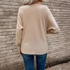 Women Tops Pure Color Stacked Collar Long Sleeve Loose Fit Blouse Mid-length Casual Inner Tops Daily Wear