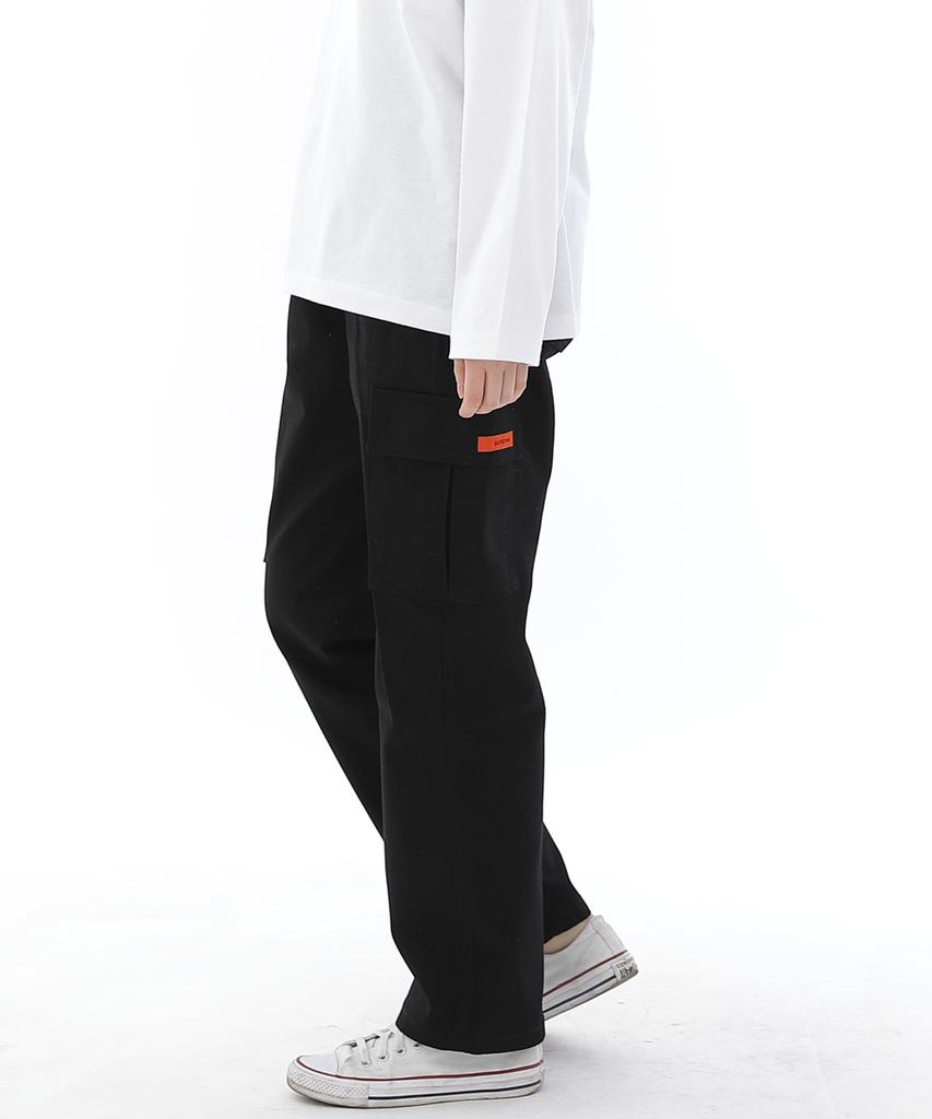 Seinteukeulu Twill Cotton Semi-Wide Cargo Pants Cs-301C Black